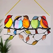 halpa Veistokset-lasimaalaus lintujensiepparin ikkunan ripustus - akryyli aurinkosiepparin lasiverhoilu - pihasisustus, hieno lahja lintujen ystäville - kodin, sisustuksen ja toimiston sisustus