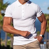 abordables T-shirts décontractés pour hommes-Homme T-shirt POLO Chemise de golf Manche Courte Col rabattu Tee-shirt T-shirt musclé Chemise à manches courtes Extérieur Séchage rapide Faire des exercices Doux Anti-transpiration Polyester Noir