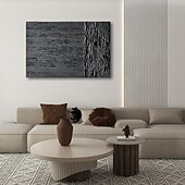 abordables Peintures Abstraites-Peinture à l&#039;huile faite à la main, décoration murale en toile noire, texture simple, abstraite pour la décoration intérieure, peinture roulée sans cadre, non étirée