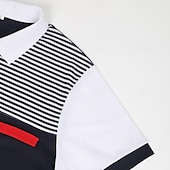 baratos Polo Clássico Masculino-Homens Camiseta Polo Camisa de golfe Casual Feriado gola pólo com nervuras Manga Curta Moda Básico Bloco de cor Riscas Clássico Verão Normal Branco Amarelo Vinho Azul Marinho Azul Céu Camiseta Polo
