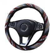 baratos Capas para volantes-Fyautoper nova capa de volante de carro étnica de linho sem anel interno capa de alça elástica