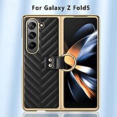 お買い得  サムスン用ケース-電話 ケース 用途 サムスンのギャラクシー Z Fold 5 Z Fold 4 Z Fold 3 バックカバー とスクリーンプロテクター リングバックル 耐衝撃 レトロ風 TPU メタル PUレザー