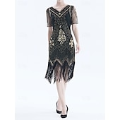 olcso Ruhák-Ordító 20-as évek 1920-as évek Koktélruha Flapper ruha Ruhák Báli ruha A nagy Gatsby Charleston Flitter Rojt Női Mindszentek napja Farsang Álarcos mulatság Farsang Esküvő Esküvői vendég Felnőttek
