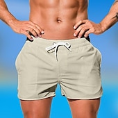 baratos shorts de natação masculinos-Homens Bermuda de Surf Shorts de Natação Calção Justo de Natação Com Cordão Cintura elástica Tecido Conforto Secagem Rápida Curto Feriado Praia Final de semana Moda Casual Preto Branco Micro-Elástica