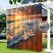 baratos Cortinas à prova d'água-privacidade de cortina externa à prova d'água, cortinas deslizantes para pátio, cortinas de pérgula com ilhós e paisagem florestal para gazebo, varanda, varanda, festa, 1 painel