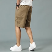 baratos Clássico-Homens Shorts táticos Bermuda Cargo Calção Com Cordão Cintura elástica Bolso multi Tecido Vestível Comprimento do joelho Ao ar livre Diário Acampar e Caminhar Moda Clássico Preto Amarelo