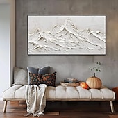 olcso Absztrakt festmények-absztrakt hegyi tájkép festmény kézzel készített fehér hegyi olajfestmény texturált kés hegyi festmény művészet fehér hegyi hálószoba fali dekoráció nappali dekoratív festmény