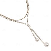 abordables Colliers-Collier Pendentif Perle Strass Femme Elégant simple Franges Mariage En forme de Y Colliers Tendance Pour Mariage Soirée