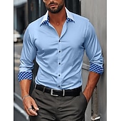 abordables Chemises boutonnées pour hommes-Homme Chemise Chemise boutonnée Résistant aux plis Plein Mariage Extérieur Blanche Rose dragée Bleu manche longue Col rabattu Eté Printemps Vêtement Tenue
