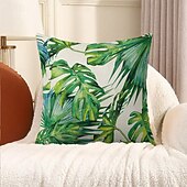billige blomster- og plantestil-putetrekk 1 stk myk blomstret&amp;amp;planter firkantet putetrekk putetrekk til sofa soverom overlegen kvalitet maskinvaskbar utendørs faux lin pute til sofa sofa seng stol grønn