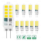 رخيصةأون أضواء LED ثنائي الدبوس-6/10 قطع g4 led مصباح الذرة، g4 led ثنائي دبوس لمبة ac/dc12v 3 واط 16 المصابيح 2835 smd لا وميض لمبة حبة استبدال 30 واط مصباح هالوجين المنزل أضواء الثريا