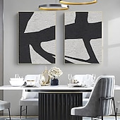 voordelige Abstracte schilderijen-zwart-wit olieverfschilderij handgemaakte wabi sabi abstracte olieverfschilderij wandkunst kunstwerk muurschildering moderne abstracte olieverfschilderij geometrische wandkunst schilderij voor