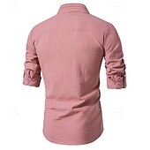 economico Casual da lavoro-Per uomo Camicia Camicia con colletto cinese Camicia con colletto alla coreana Camicia popover Maglietta informale Camicia di cotone A strisce Da mare Hawaiano Nero Bianco Rosa Viola Manica lunga A