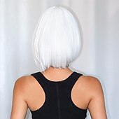 economico Parrucche trendy sintetiche-Parrucche sintetiche Uniformi Costumi di carriera Da principessa Liscio Kinky liscia Parte di mezzo Taglio scalato A macchina Parrucca 12 pollici Bianco Capelli sintetici Per donna Cosplay Feste Di