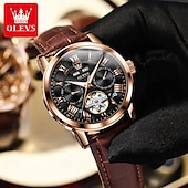 abordables Relojes mecánicos-OLEVS Hombre Relojes Mecánico Moda Reloj Casual Reloj de Muñeca Cuerda Automática Luminoso Calendario Fecha Semana Piel Reloj