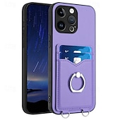 economico Cover per iPhone-telefono Custodia Per iPhone16 iPhone 15 Pro Max Plus iPhone 14 13 12 11 Pro Max Plus Mini SE Per retro Supporto ad anello Slot per schede Resistente agli urti Retrò TPU Metallo pelle sintetica