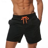 baratos shorts de natação masculinos-Homens Bermuda de Surf Shorts de Natação Calção Justo de Natação Com Cordão Cintura elástica Tecido Conforto Secagem Rápida Curto Feriado Praia Final de semana Moda Casual Azul Céu Preto