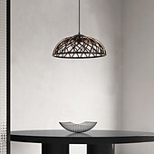 economico Luci a sospensione-lampada a sospensione a led bianco caldo 45 cm 1 luce vintage a forma di ciotola lanterna antica in vimini lampada a sospensione in metallo acrilico giardino sala da pranzo studio camera da letto