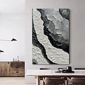 Недорогие Абстрактные картины-ручная роспись маслом холст настенное искусство украшение абстрактная текстура черный, белый и серый для домашнего декора, свернутая бескаркасная нерастянутая картина