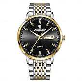 cheap Quartz Watches-POEDAGAR Men Quartz Watch Minimalist Large Dial Fashion Business Luminous Calendar Date Week Waterproof Steel Watch