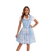 levne Dirndl-Plesová maškaráda Oktoberfest Šaty Cosplay kostým Trachtenkleader Služka Šaty němčina Mnichov Louky Dámské předvečer Všech svatých Šaty Tradiční Styl Tkanina Tričko Šaty Zástěra