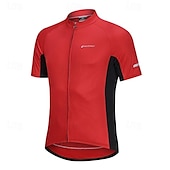 voordelige Herenjassen &amp; Gilets-Gelukkig Voor heren Wielrenshirt Korte mouw Fietsen Shirt met 3 achterzakken Bergracen Ademend Sneldrogend Anatomisch ontwerp Lampenkatoen Zwart Wit Rood Sport Kleding