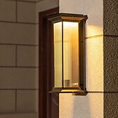 cheap Outdoor Wall Lights-LED Outdoor Wall Lights Warm White 22cm Single Head Coffee Gold 20W Rainproof Wall Mounted Lighting with Striped Acrylic Shade Porch Lights for House Garage Patio Lamp 110-240V