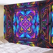 levne Tapiserie Blacklight-blacklight gobelín uv reaktivní záře ve tmě záře party neon psychedelický trippy misty závěsný gobelín sova nástěnná malba pro obývací pokoj ložnice