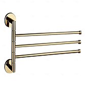cheap Towel Bars-Wall Mounted Gold Towel Rail Towel Bar Modern Polished Brass Bathroom Towel Rack with 3 Rod Household Golden 1PC