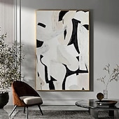 abordables Peintures Abstraites-grande peinture à l&#039;huile de texture abstraite faite à la main art mural peint à la main peinture à l&#039;huile de texture art mural abstrait noir et blanc peinture blanche noire art mural moderne