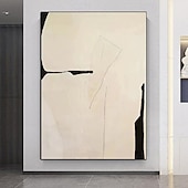 お買い得  抽象画-手作りの白黒の侘び寂び抽象画、壁アート、アートワーク、モダンな抽象油絵、幾何学的図形、家庭用壁アート