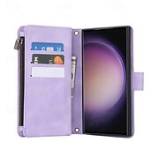 Недорогие Чехлы для Samsung-телефон Кейс для Назначение S24 Ultra Plus S23 S22 S21 S20 Ultra Plus FE А55 А35 А25 А15 5Г A54 A34 A14 A72 А73 А53 A12 A52 A13 Кошелек для карт со стендом Молния Полная защита тела Ретро ТПУ Кожа PU