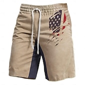 preiswerte 3D-Sweatshorts für Herren-Herren Amerikanische US-Flagge Grafik-Drucke Sweatshorts Kurze Hose Strandshorts Kurze Hosen Frottee-Shorts Mittlere Taillenlinie Vintage Brautkleider schlicht Täglich Festtage Strassenmode Kordelzug