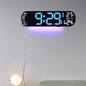 economico Luci decorative-Luce notturna a LED da 1 pz 8 colori, orologio multifunzione con display a LED corto con temperatura settimanale e calendario, telecomando Orologio da parete digitale intelligente 12/24 ore con luce d&#039;atmosfera 1 regolazione del colore