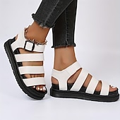 cheap Casual Sandals-Women&#039;s Black Gladiator Sandals – Chunky Platform Summer Shoes with Adjustable Straps, Stylish &amp; Comfortable for Casual Outings &amp; Beach Wear