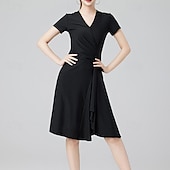 abordables Tenues de danse latine-Danse de la salsa latine Robe Couleur Pure Femme Utilisation Usage quotidien Manche Courte Elasthanne