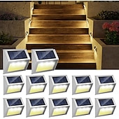 abordables Luces de suelo-Luz de paso LED solar, luz de cubierta impermeable al aire libre luces de cerca solar luz de pared para patio cubierta jardín esquina casa garaje patio porche escalera iluminación 1/2/4/6/12 piezas