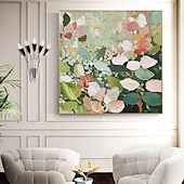 billiga Oljemålningar-handmåla stor original blomma oljemålning på duk abstrakt blommålning boho akryl blomkonst stor väggkonst modern anpassad vardagsrumsinredning utan ram