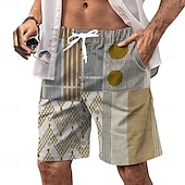 cheap Geometric Print-Men&#039;s Plaid Color Block Stripe Swim Shorts Board Shorts Swimming Trunks Mid Waist Fashion Streetwear Designer Casual Daily Holiday Pocket Drawstring Elastic Waist Designer Clothing Apparel