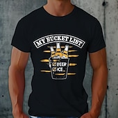 お買い得  メンズグラフィックTシャツ-男性用グラフィック半袖Tシャツバケットリストビールとアイスの面白いデザイン