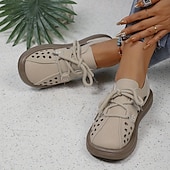 economico Ballerine da donna-scarpe basse da donna in similpelle con lacci e ritagli bianchi – scarpe casual traspiranti da passeggio per l&#039;estate, i viaggi e l&#039;uso quotidiano