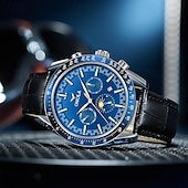 preiswerte Mechanische Uhren-Herren Mechanische Uhr Modisch Geschäftlich Armbanduhr Automatikaufzug Tourbillon Mondphasenanzeige leuchtend Leder Beobachten