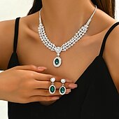 preiswerte Schmucksets-Brautschmuck-Sets 2 Diamantimitate 1 Halskette Ohrringe Damen Klassisch Süß lieblich Briolette Tropfen Kostbar Diamant Wassertropfen Schmuck-Set Für Hochzeit Geschenk