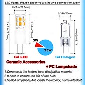 abordables Ampoules LED double broche-Ampoules LED G4 à deux broches T3, 12 V 3 W, équivalent halogène 20 W-30 W, 300 lm 2700 K blanc chaud, basse tension pour éclairage de terrasse, d&#039;escalier, de chemin et de lustre, 10 pièces