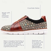 preiswerte Premium Leder Sneaker-Gewebte mehrfarbige Schnürsneaker für Herren – stylische Freizeitschuhe mit Akzenten aus hochwertigem Rindsleder