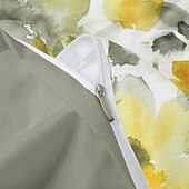 economico Set copripiumino-Set copripiumino da 3 pezzi floreale giallo per l&#039;estate, morbido sulla pelle e di lunga durata, 1 copripiumino e 2 federe