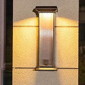 cheap Outdoor Wall Lights-LED Outdoor Wall Lights Warm White 22cm Single Head Coffee Gold 20W Rainproof Wall Mounted Lighting with Striped Acrylic Shade Porch Lights for House Garage Patio Lamp 110-240V