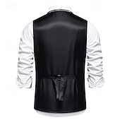 cheap Men&#039;s Waistcoat-Men&#039;s Vest Gilet Daily Wear Vacation Going out Vintage Fashion Spring &amp;  Fall Button Polyester Comfortable Plain Single Breasted V Neck Regular Fit Black Burgundy Dark Navy Gray Vest