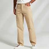 baratos Calças Elite Masculinas-Homens Social Zíper Bolsos Côr Sólida Respirável Comprimento total Formal Escritório O negócio Chique &amp; Moderno Formal Azul Marinha Cáqui Micro-Elástica