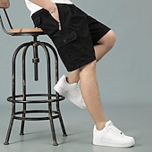baratos Clássico-Homens Shorts táticos Bermuda Cargo Calção Com Cordão Cintura elástica Bolso multi Tecido Vestível Comprimento do joelho Ao ar livre Diário Acampar e Caminhar Moda Clássico Preto Amarelo